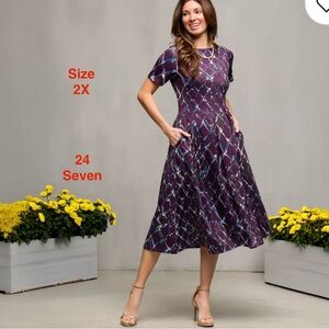 24 Seven Purple Geometric Women's Dress